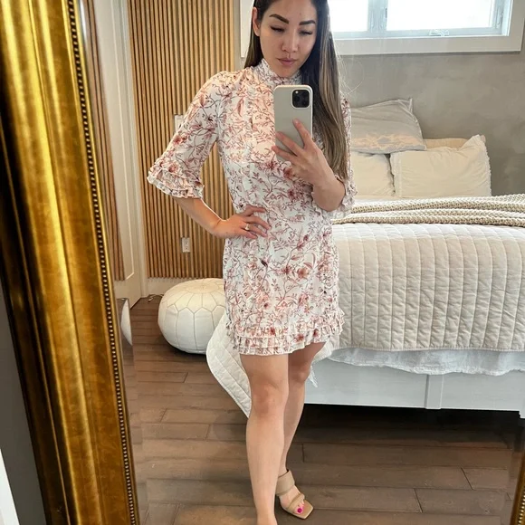 Cream white and brown floral dress - Picture 3 of 5